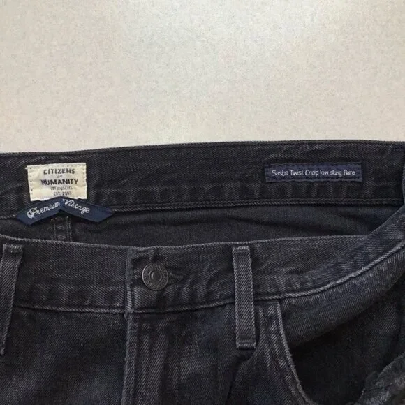 Citizens Of Humanity Sasha Twist Crop Flare 27 Black Hawk NWT - Picture 5 of 7